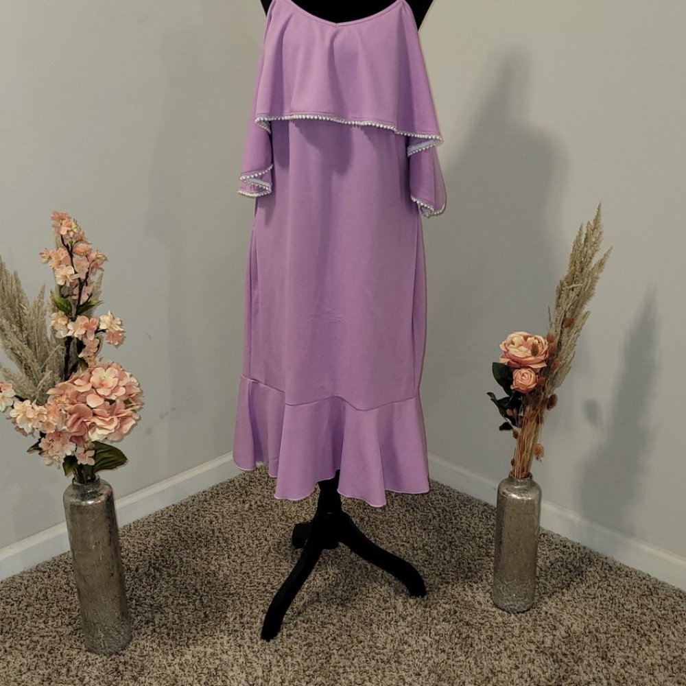 Cold Shoulder Ruffle Mermaid Dress - Picture 2 of 4